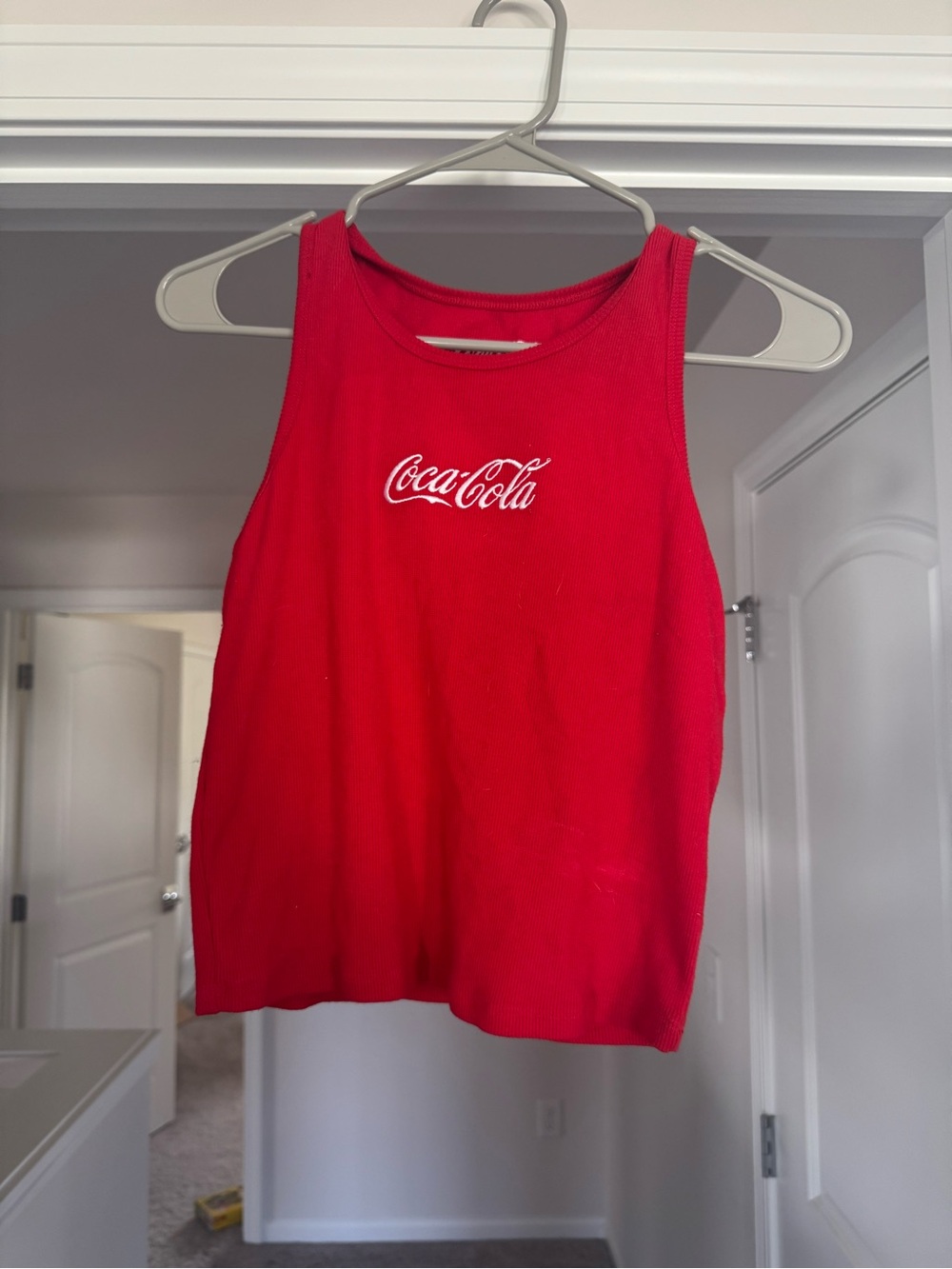 Coca-Cola Red Ribbed Embroidered Logo Tank Top Size M